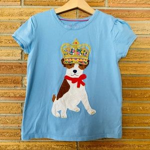 Mini Boden Novelty Royal Terrier Dog Embroidered shirt. 8-9